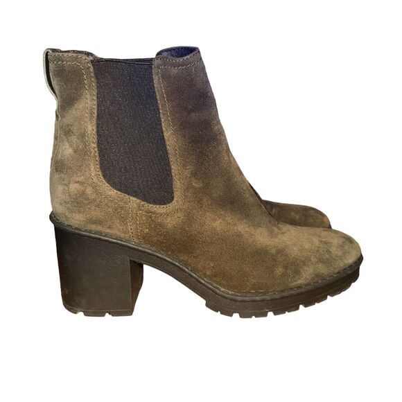 Vince Henderson Chelsea Heel Boot Women's Size 9.5 M Brown Suede Water Repellant - Picture 4 of 9